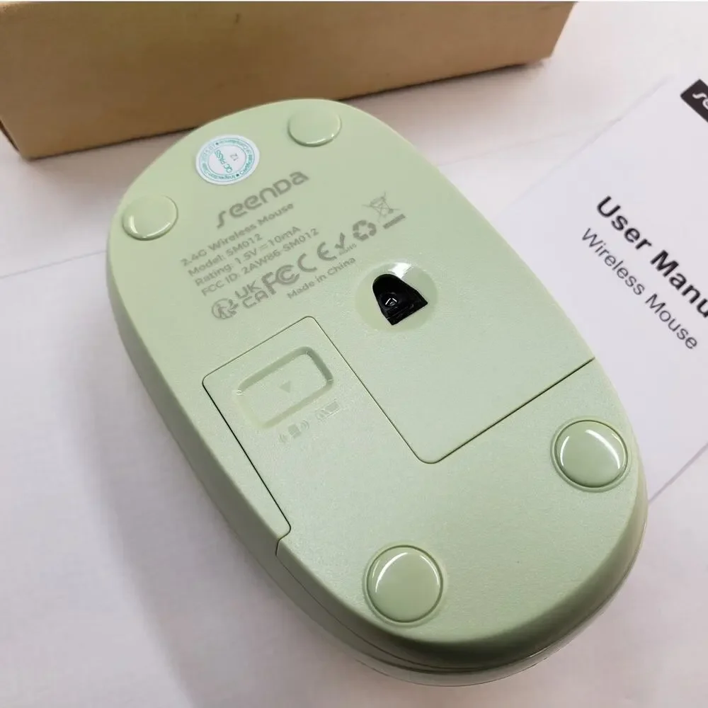Wireless Mouse with USB Receiver for PC Laptop Mac. Seenda. Silent, Mint Green